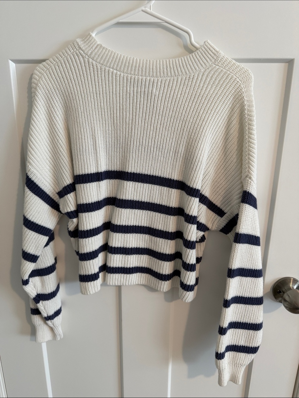 Hollister Cream and Navy Striped Crewneck Sweater - Picture 5 of 5